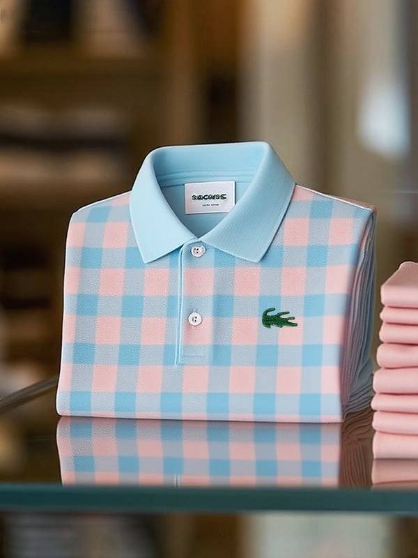 Men's Classic Business Logo Button Short Sleeve Polo Shirt