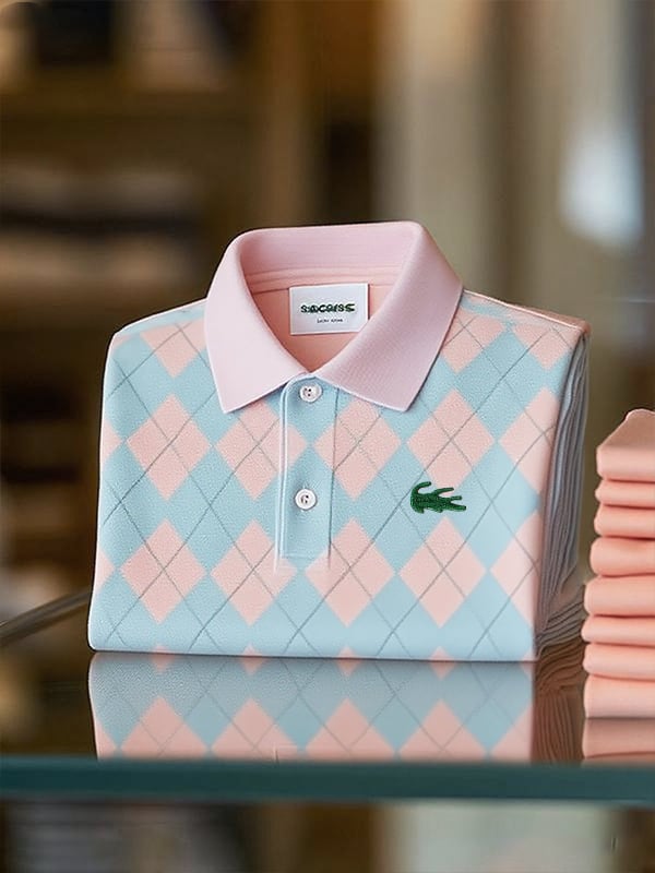 Men's Classic Business Logo Button Short Sleeve Polo Shirt